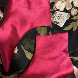 Zara hot pink satin booties